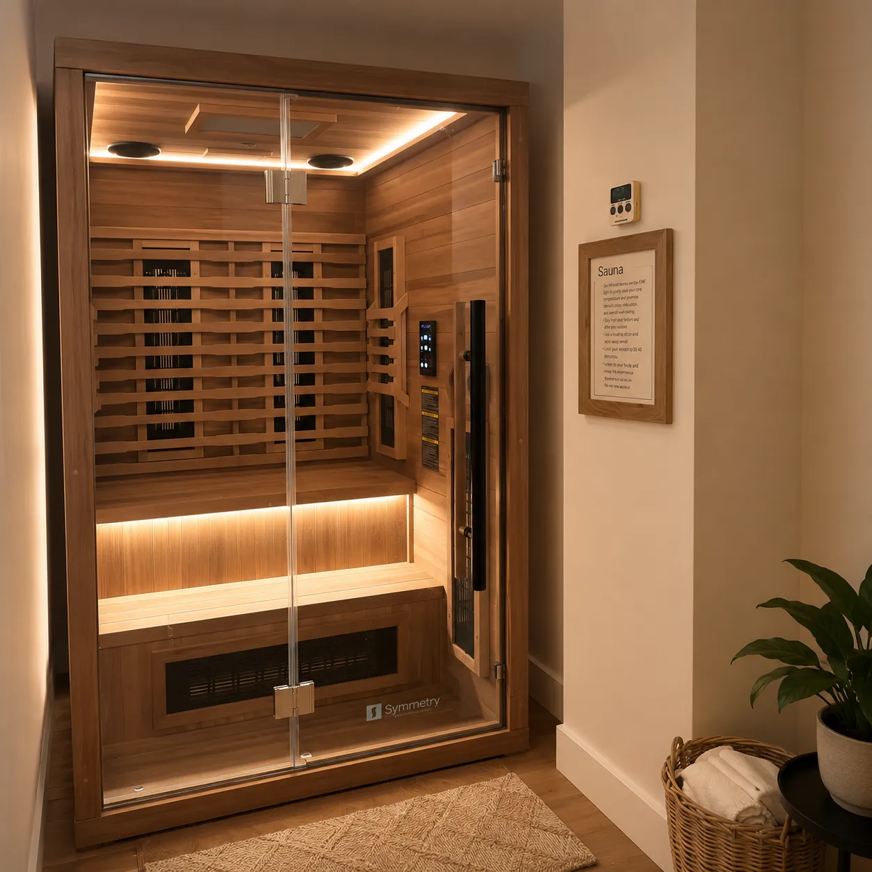 Warm infrared sauna interior at Great Falls Movement Center.