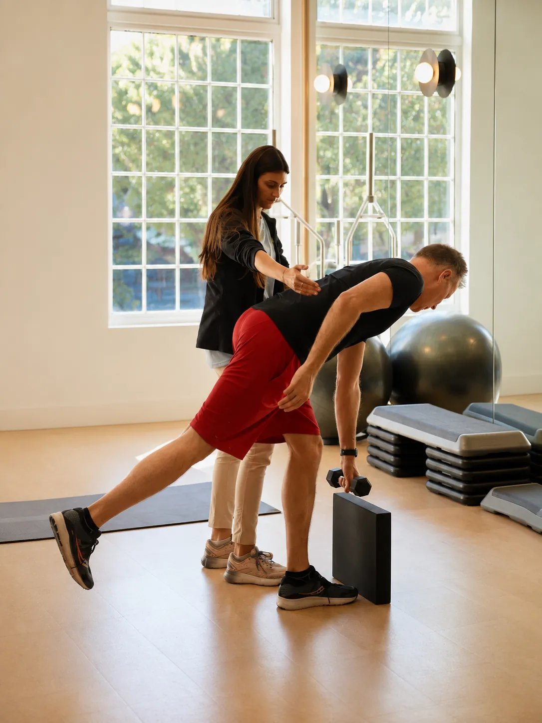 Movement assessment and physical therapy support in the Great Falls Movement Center studio.