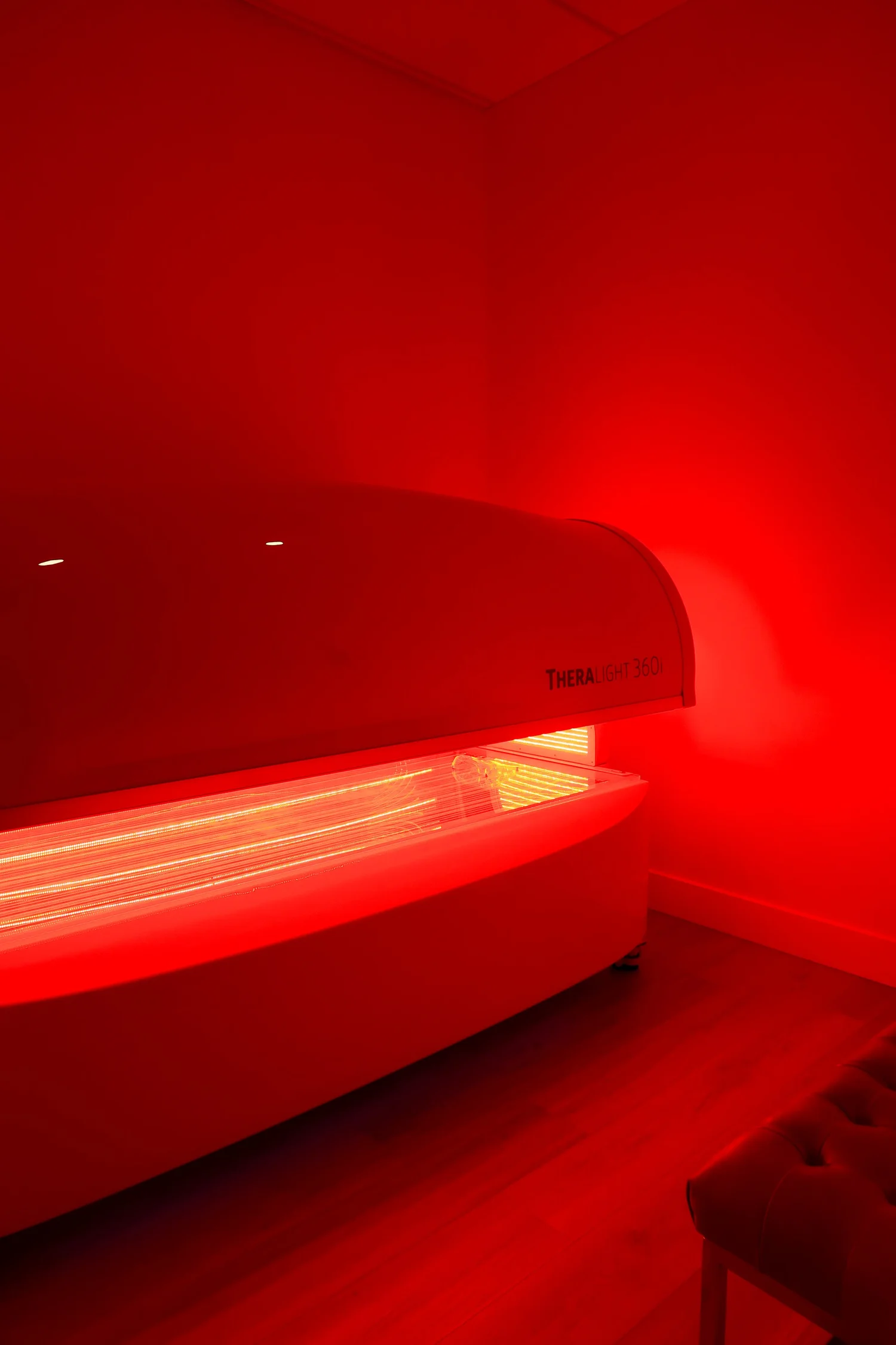 Red light therapy bed inside Great Falls Movement Center.